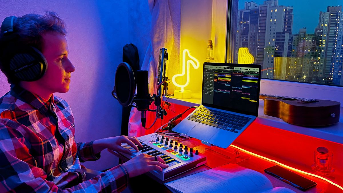 Daniil Vasilyev in his music production studio