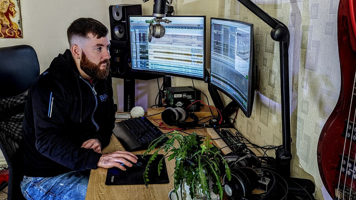 Ben Dabson in his music production studio