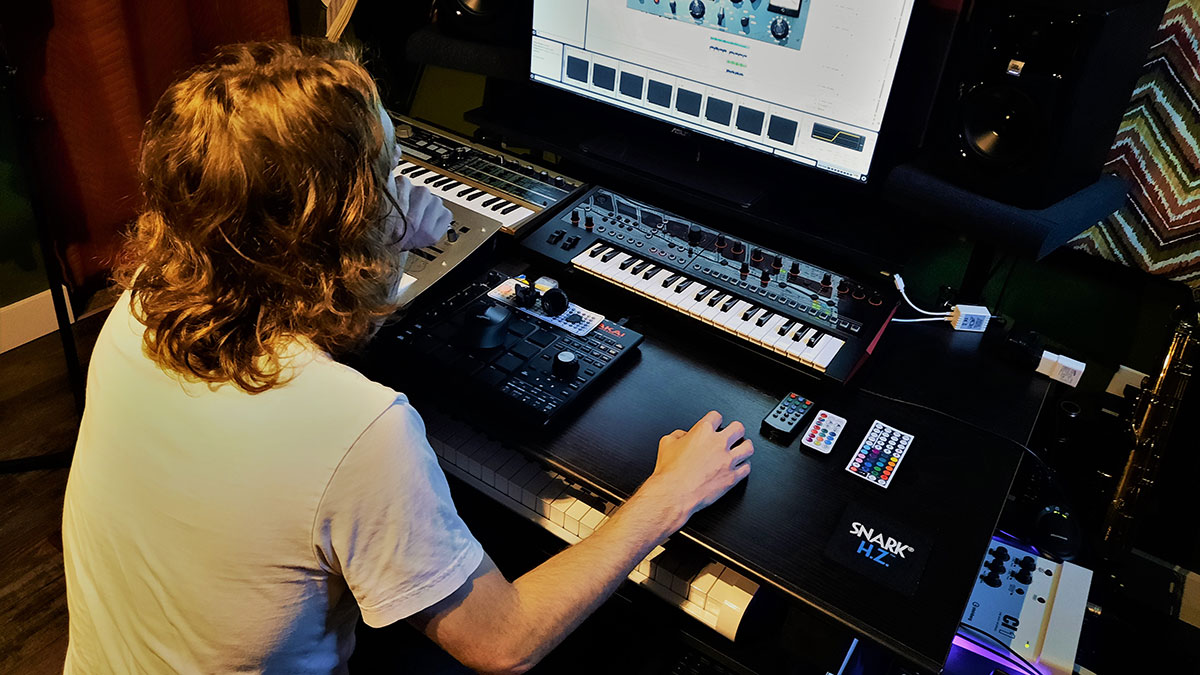 Ben Sinclair in his Music Production Studio
